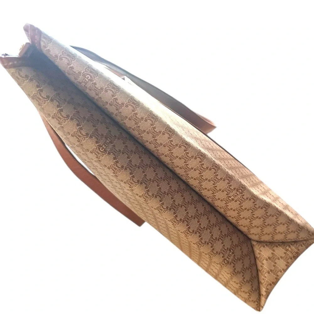 Celine Macadam Coated Canvas Tote Brown Triomphe Logo Large Shoulder Bag CLEAN - Picture 8 of 14